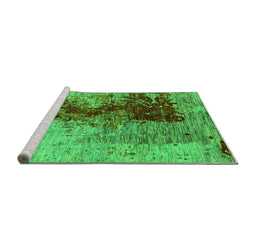 Sideview of Machine Washable Oriental Green Industrial Area Rugs, wshurb1398grn