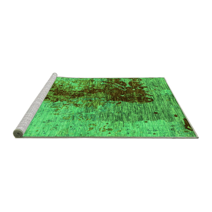 Sideview of Machine Washable Oriental Green Industrial Area Rugs, wshurb1398grn