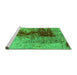 Sideview of Machine Washable Oriental Green Industrial Area Rugs, wshurb1398grn