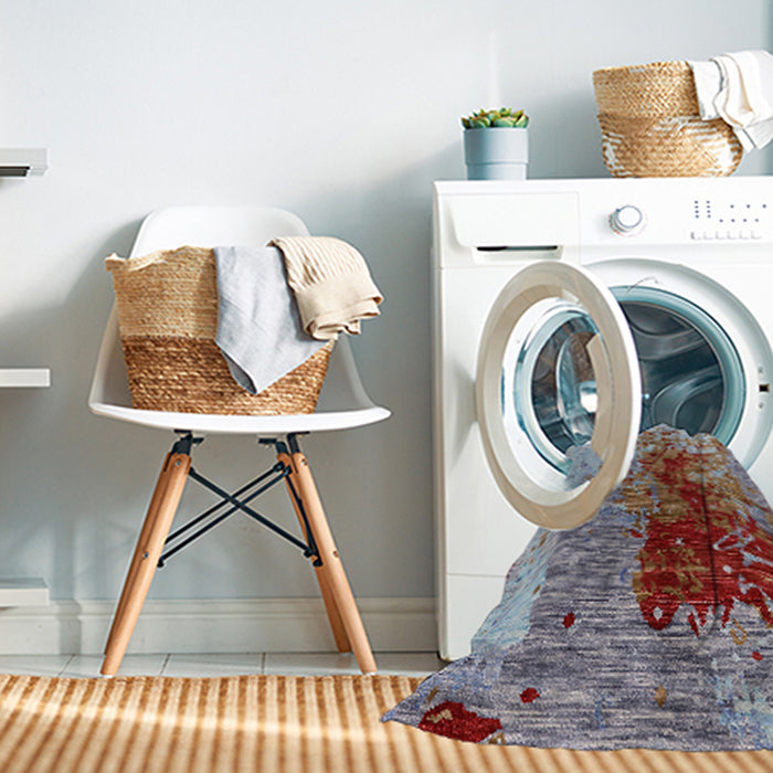 Machine Washable Industrial Modern Chestnut Brown Rug in a Washing Machine, wshurb1398