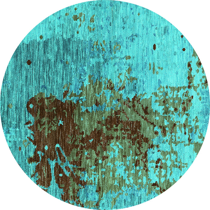 Round Oriental Turquoise Industrial Rug, urb1398turq