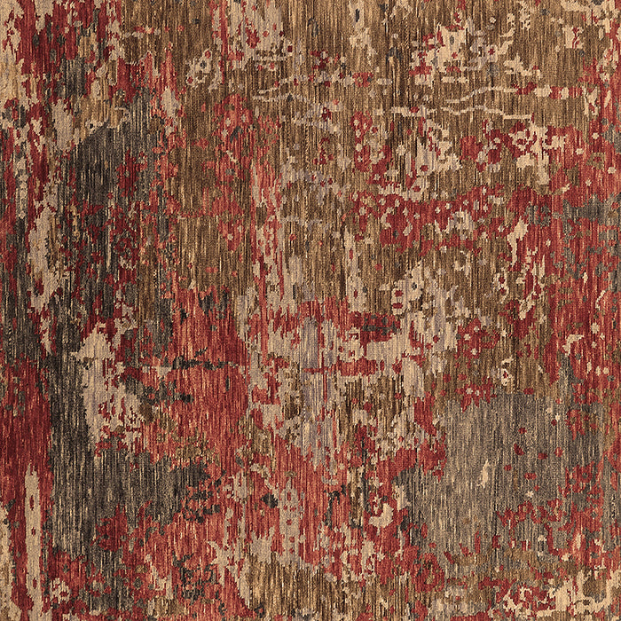 Square Oriental Brown Industrial Rug, urb1399brn