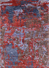 Machine Washable Industrial Modern Fire Brick Red Rug, wshurb1399