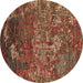 Round Oriental Brown Industrial Rug, urb1399brn