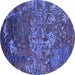 Round Oriental Blue Industrial Rug, urb1399blu