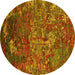 Round Oriental Yellow Industrial Rug, urb1399yw