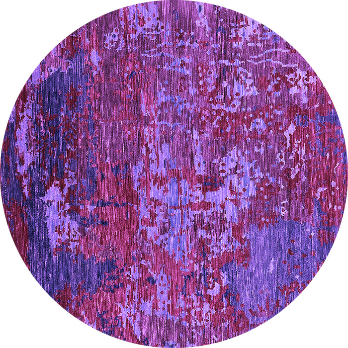 Round Machine Washable Oriental Purple Industrial Area Rugs, wshurb1399pur