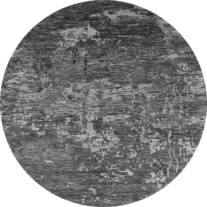 Round Machine Washable Oriental Gray Industrial Rug, wshurb1399gry