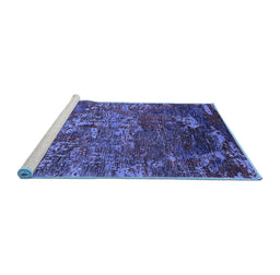 Sideview of Machine Washable Oriental Blue Industrial Rug, wshurb1399blu