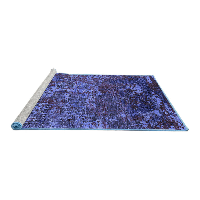 Sideview of Machine Washable Oriental Blue Industrial Rug, wshurb1399blu