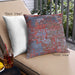 Front View of Mid-Century Modern Urban Square Fire Brick Red Throw Pillow, 18 inch by 18 inch, pwurb1399