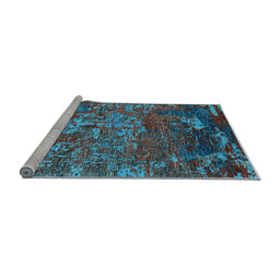 Sideview of Machine Washable Oriental Light Blue Industrial Rug, wshurb1399lblu