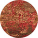 Round Oriental Orange Industrial Rug, urb1399org