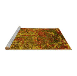 Sideview of Machine Washable Oriental Yellow Industrial Rug, wshurb1399yw