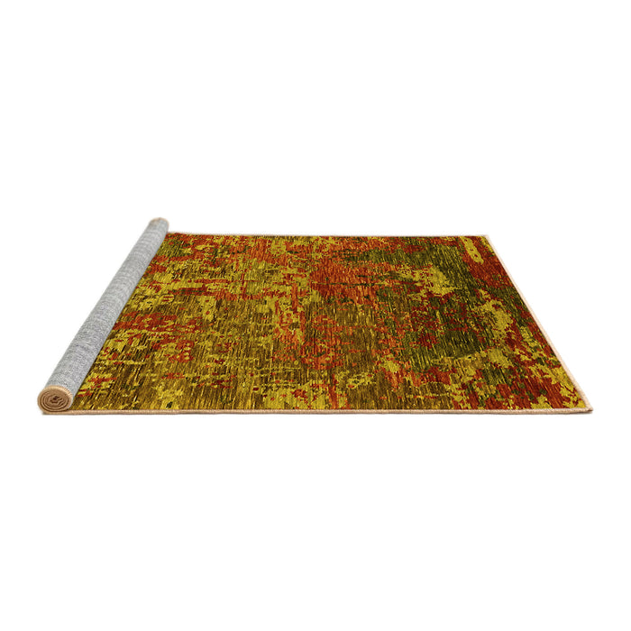Sideview of Machine Washable Oriental Yellow Industrial Rug, wshurb1399yw