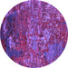 Round Oriental Purple Industrial Rug, urb1399pur