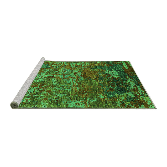 Sideview of Machine Washable Oriental Green Industrial Area Rugs, wshurb1399grn