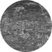 Round Oriental Gray Industrial Rug, urb1399gry