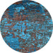 Round Oriental Light Blue Industrial Rug, urb1399lblu