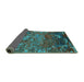 Sideview of Oriental Turquoise Industrial Rug, urb1399turq