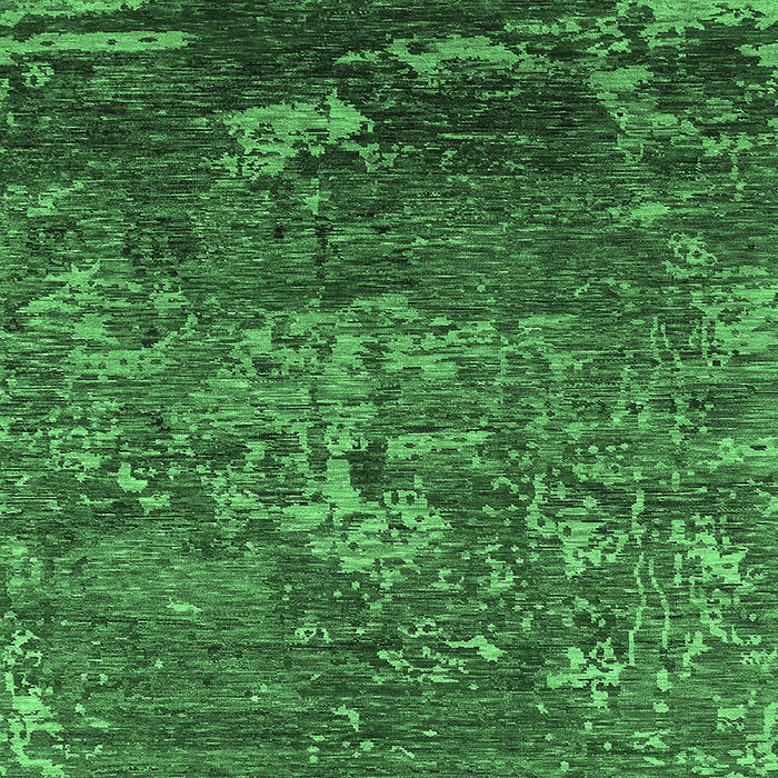 Square Machine Washable Oriental Emerald Green Industrial Area Rugs, wshurb1399emgrn