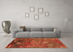 Machine Washable Oriental Orange Industrial Area Rugs in a Living Room, wshurb1399org