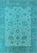 Machine Washable Oriental Light Blue Traditional Rug, wshurb1400lblu