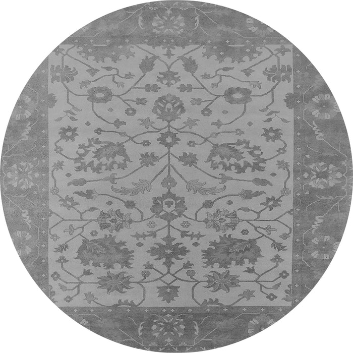 Round Machine Washable Oriental Gray Traditional Rug, wshurb1400gry