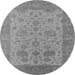 Round Machine Washable Oriental Gray Traditional Rug, wshurb1400gry