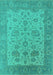 Machine Washable Oriental Turquoise Traditional Area Rugs, wshurb1400turq