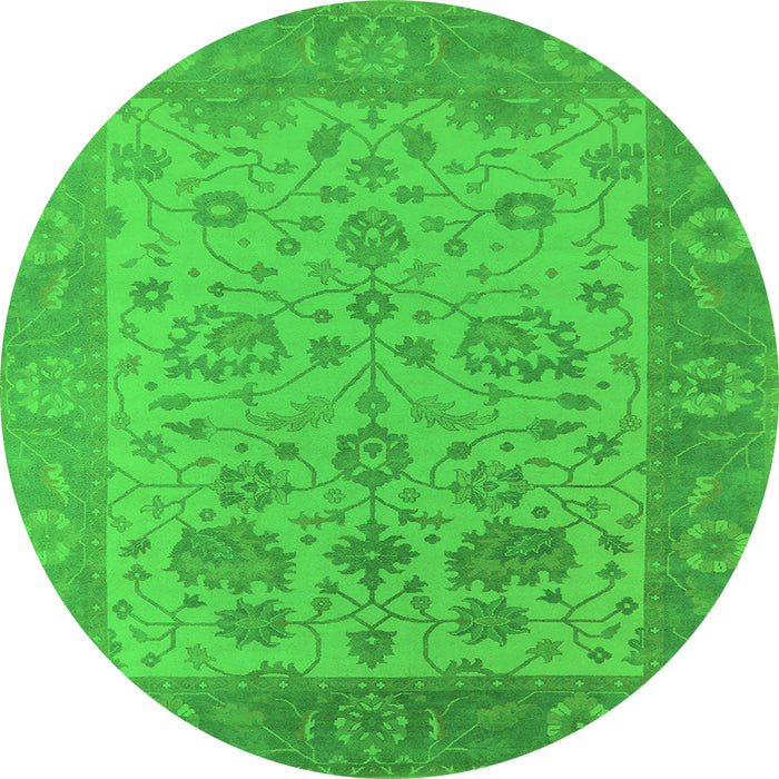 Round Oriental Green Traditional Rug, urb1400grn