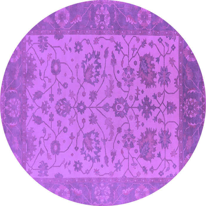 Round Machine Washable Oriental Purple Traditional Area Rugs, wshurb1400pur