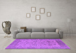 Machine Washable Oriental Purple Traditional Area Rugs in a Living Room, wshurb1400pur