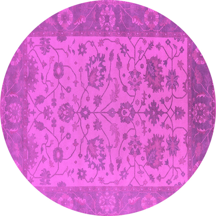 Round Oriental Pink Traditional Rug, urb1400pnk