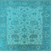 Square Machine Washable Oriental Light Blue Traditional Rug, wshurb1400lblu