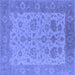 Square Oriental Blue Traditional Rug, urb1400blu