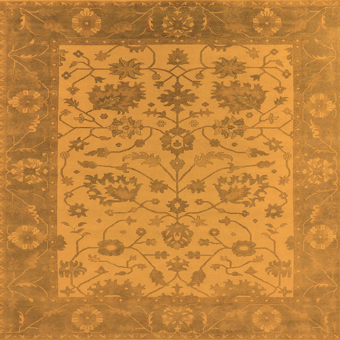 Square Machine Washable Oriental Orange Traditional Area Rugs, wshurb1400org