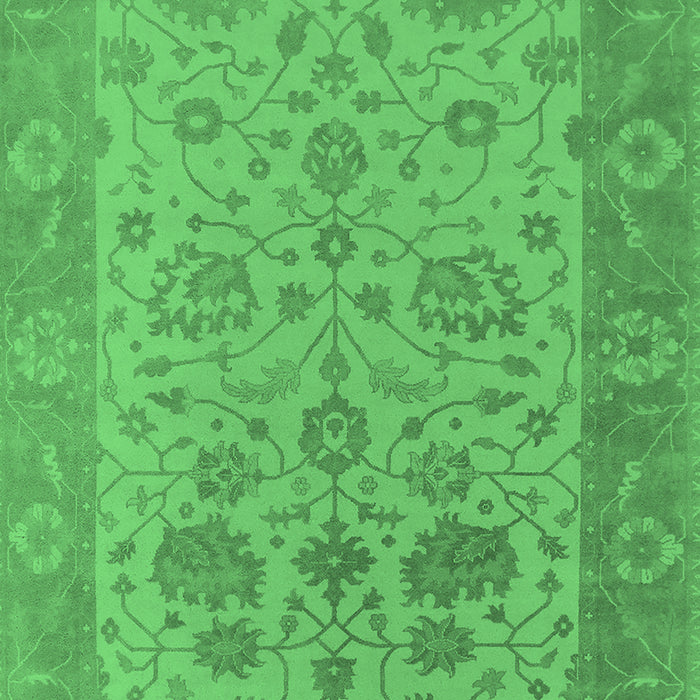Machine Washable Oriental Emerald Green Traditional Area Rugs, wshurb1400emgrn