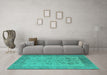 Machine Washable Oriental Turquoise Traditional Area Rugs in a Living Room,, wshurb1400turq