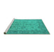 Sideview of Machine Washable Oriental Turquoise Traditional Area Rugs, wshurb1400turq