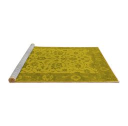Sideview of Machine Washable Oriental Yellow Traditional Rug, wshurb1400yw