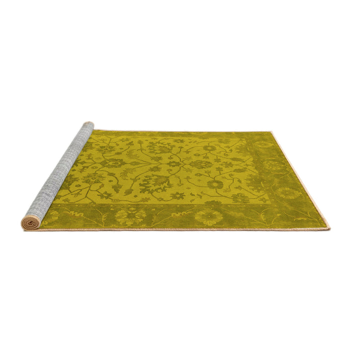 Sideview of Machine Washable Oriental Yellow Traditional Rug, wshurb1400yw