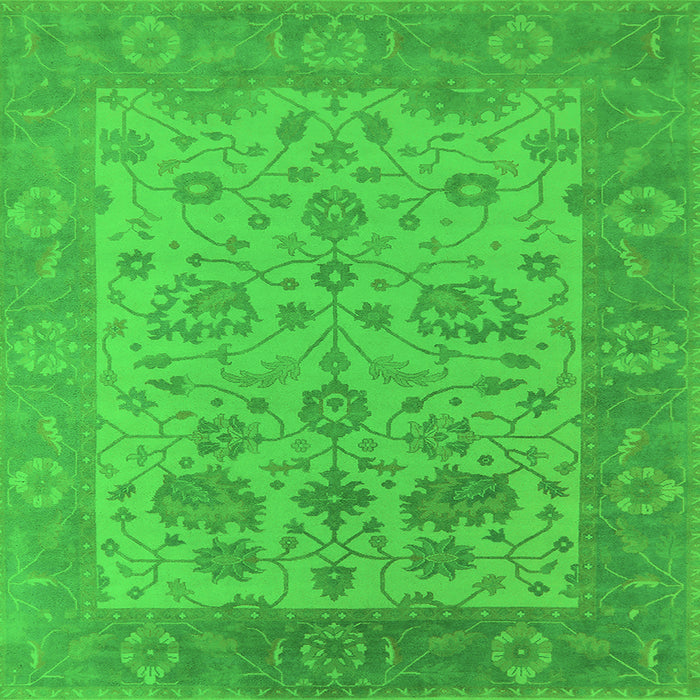 Square Machine Washable Oriental Green Traditional Area Rugs, wshurb1400grn