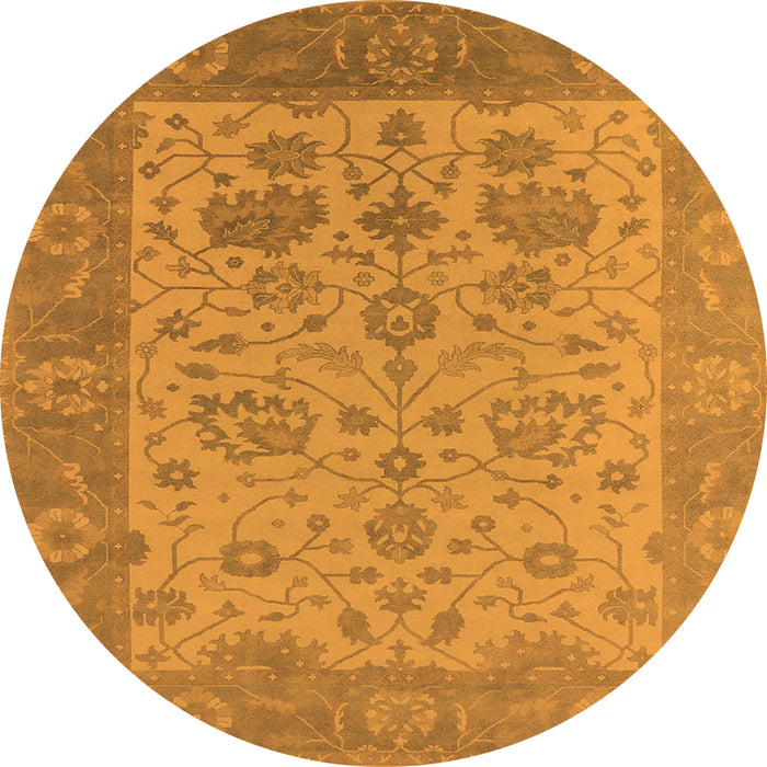 Round Oriental Orange Traditional Rug, urb1400org