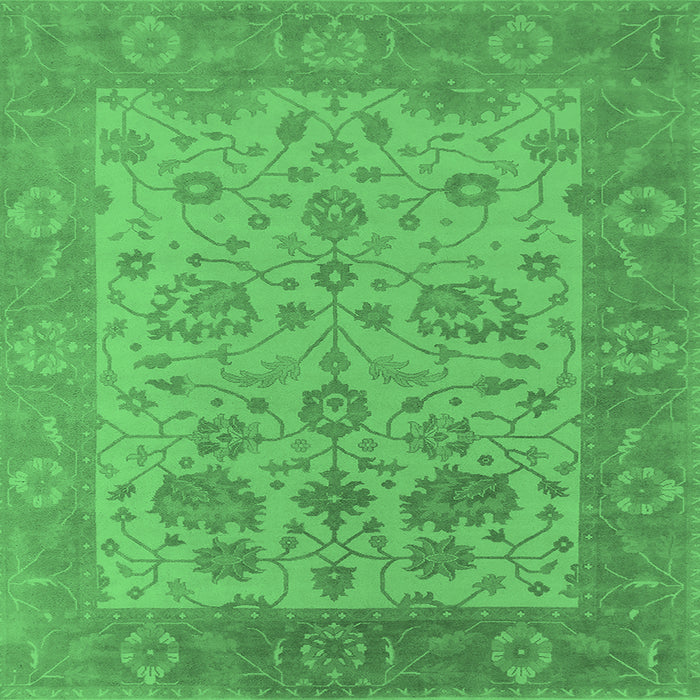 Square Oriental Emerald Green Traditional Rug, urb1400emgrn