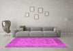 Machine Washable Oriental Pink Traditional Rug in a Living Room, wshurb1400pnk