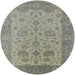 Round Mid-Century Modern Army Brown Oriental Rug, urb1400