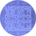 Round Oriental Blue Traditional Rug, urb1400blu