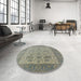 Round Mid-Century Modern Army Brown Oriental Rug in a Office, urb1400