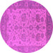 Round Machine Washable Oriental Pink Traditional Rug, wshurb1400pnk